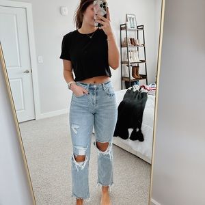 Urban Outfitters Black Cropped Tee